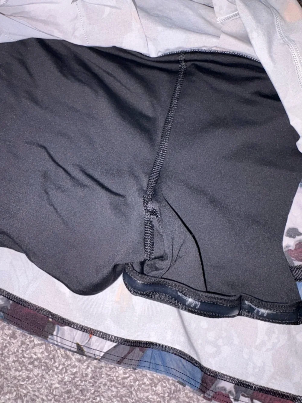 Butterfly Print Lululemon Athletic Skirt with Integrated Shorts - Black/Blue - Picture 5 of 6